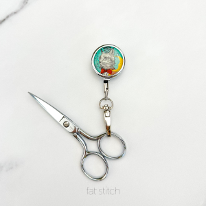 Retractable Scissors Holder with Cat and Moon Illustration