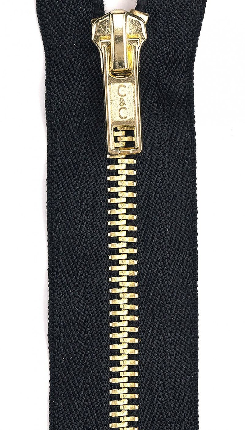 Brass Closed Fashion Zipper 9in Black