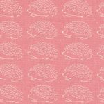 Cotton Flax Prints–Modern Hedgehogs on Pink Background–Japanese Designs by Sevenberry