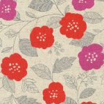 Cotton Flax Prints–Modern Flowers in Red, Pink, and Grey–Japanese Designs by Sevenberry