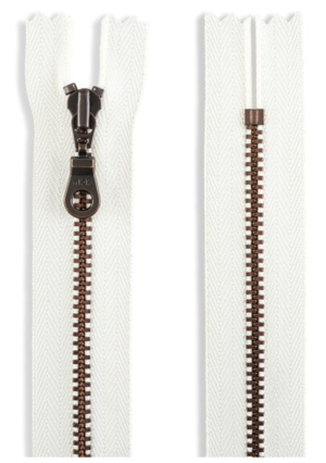 YKK 9" Antique Copper Donut Pull Bag Zipper - Antique White (502) #ACPD459502