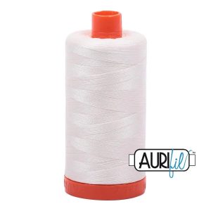 Aurifil `Chalk 50wt 2/ply – 100% Egyptian Cotton Mako Thread – Large Spool 1422 Yards – #MK50-2026