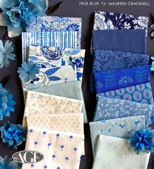 True Blue – Fabric Wonders – Fat Quarter Bundle – Maureen Cracknell – Art Gallery Fabrics –16 Pieces – #FQWTBL
