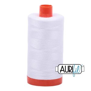 Aurifil White 50wt 2/ply – 100% Egyptian Cotton Mako Thread – Large Spool 1422 Yards – #MK50-2024