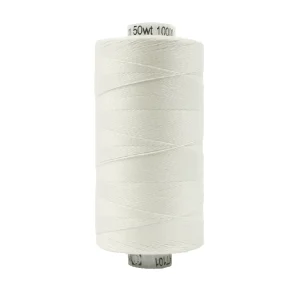 Soft White – Wonderfil Konfetti Solid Soft – 50wt 3/ply – 100% Egyptian Cotton Thread – Low Lint – Large Spool 1094 Yards – #KT1-101